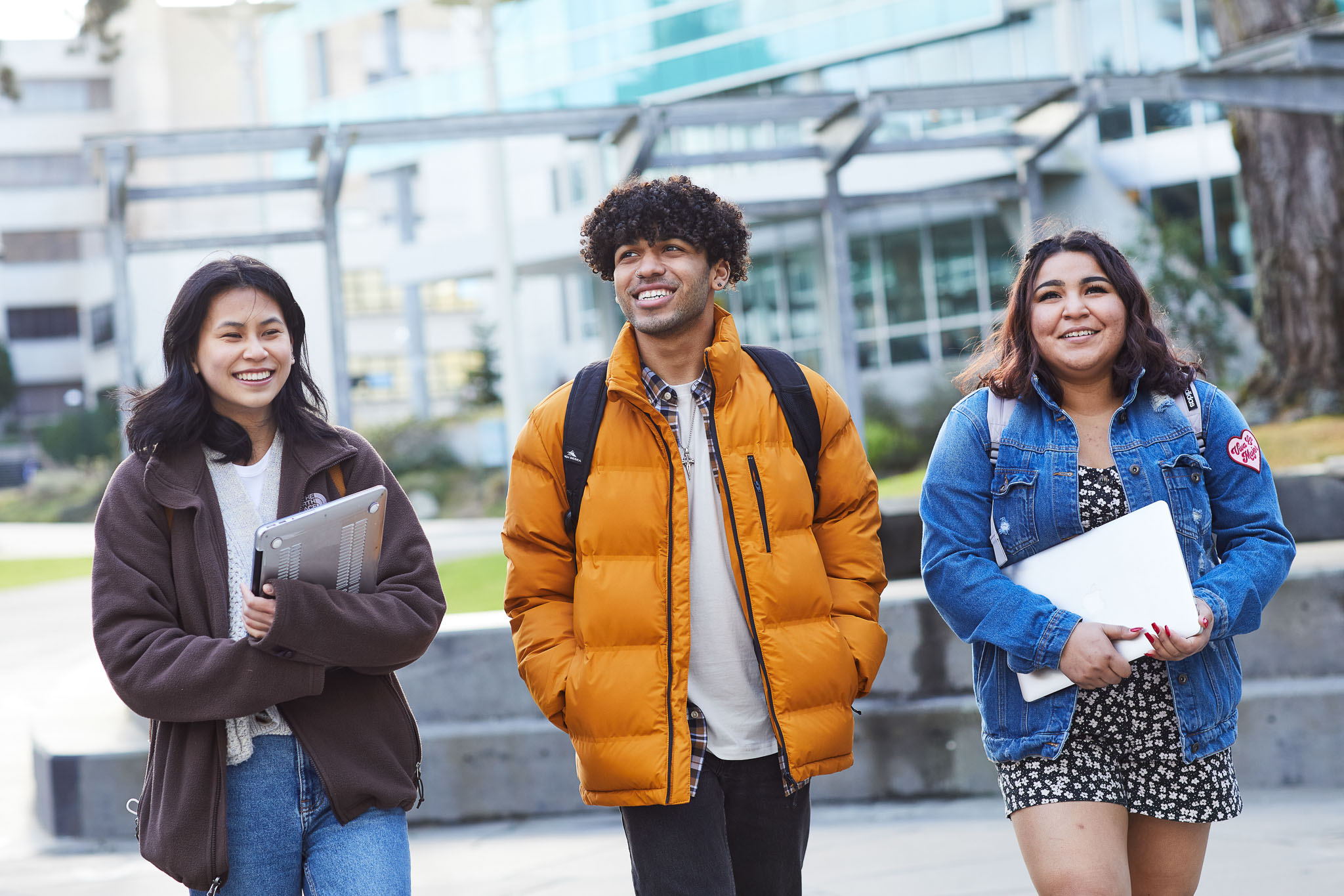 SFSU Students walking through Malcolm X Plaza